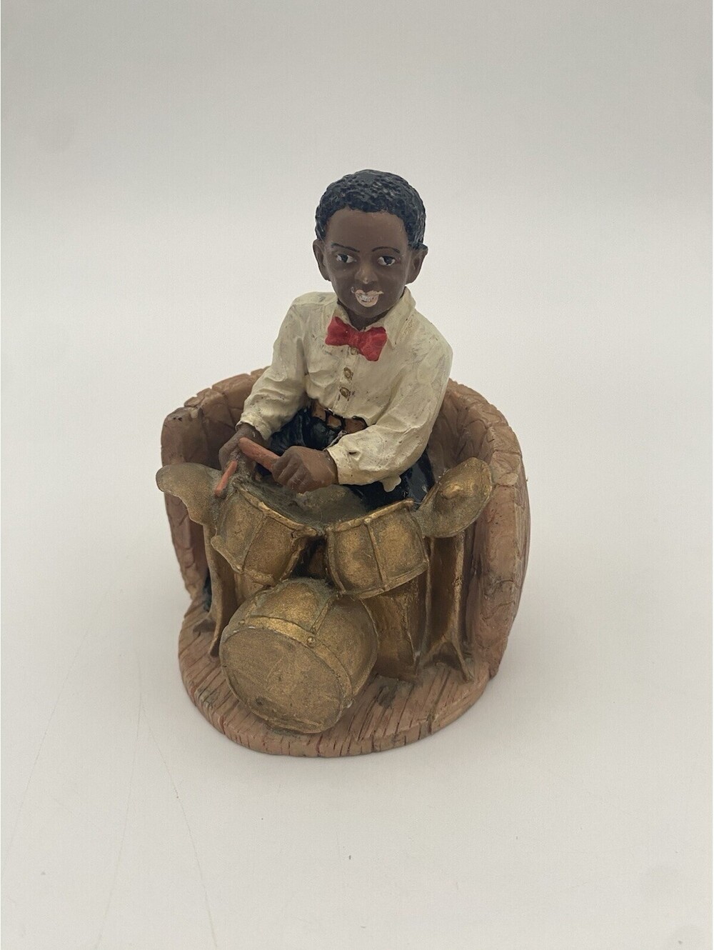 Vintage Seated Drummer Musician 3.75" Ceramic Figurine